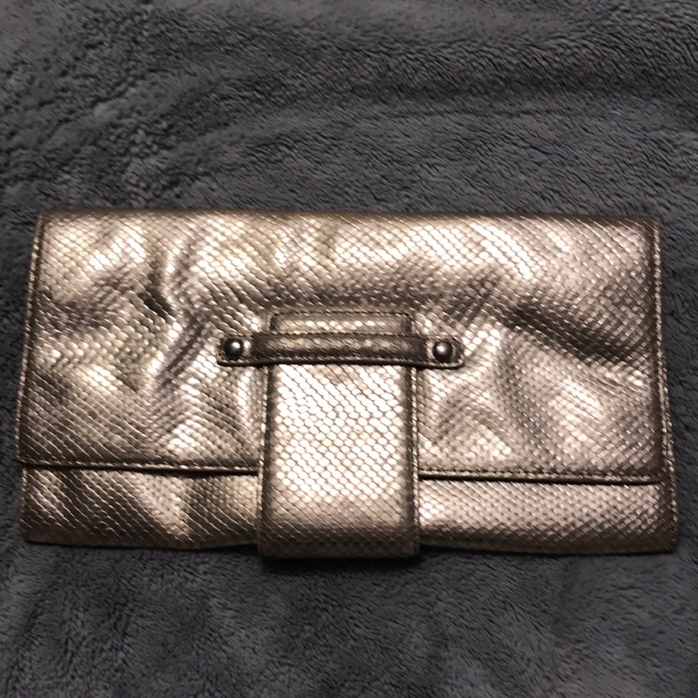 Club Monaco gold snakeskin clutch